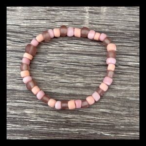Handcrafted pastel pink Pompeii glass bead bracelet feminine softgirl earth girl
